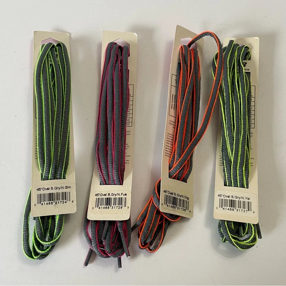 New Balance Gray/Neon Oval Laces 45” Bundle